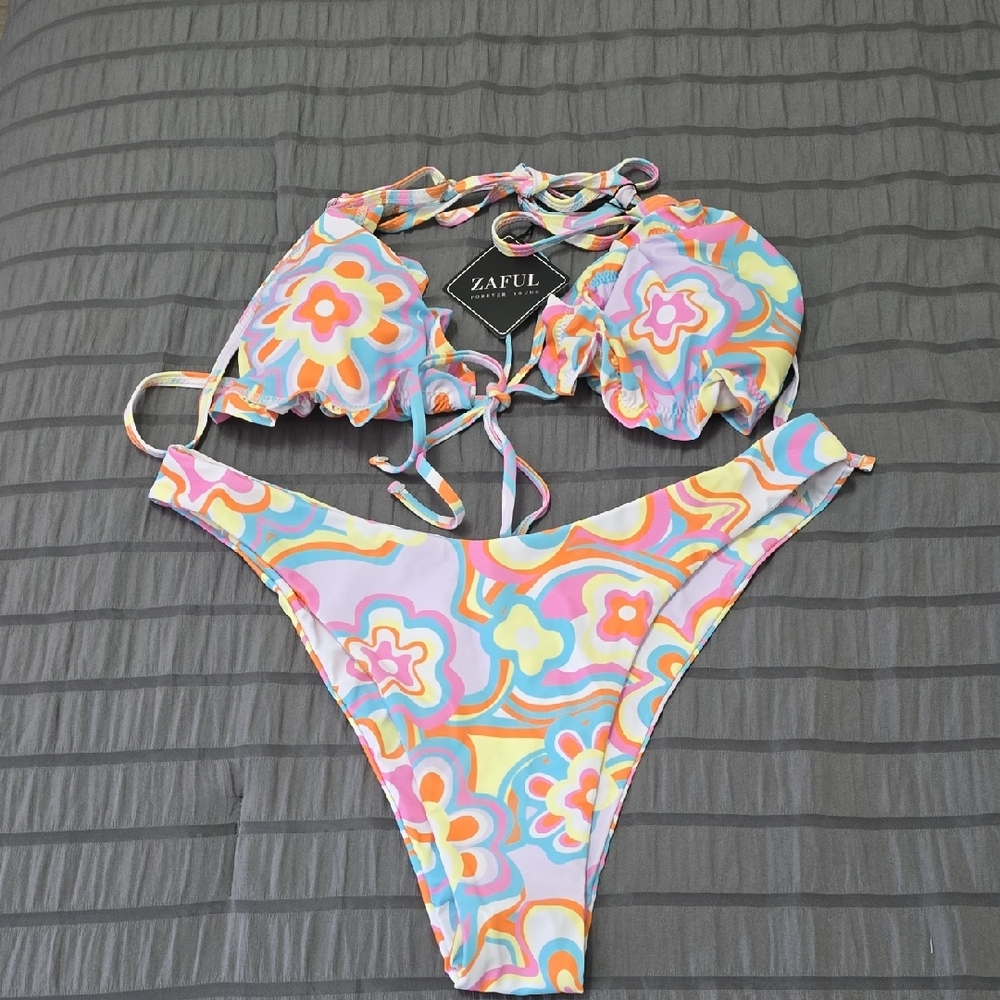 Zaful Floral Bikini Set Sz Lg Nwt